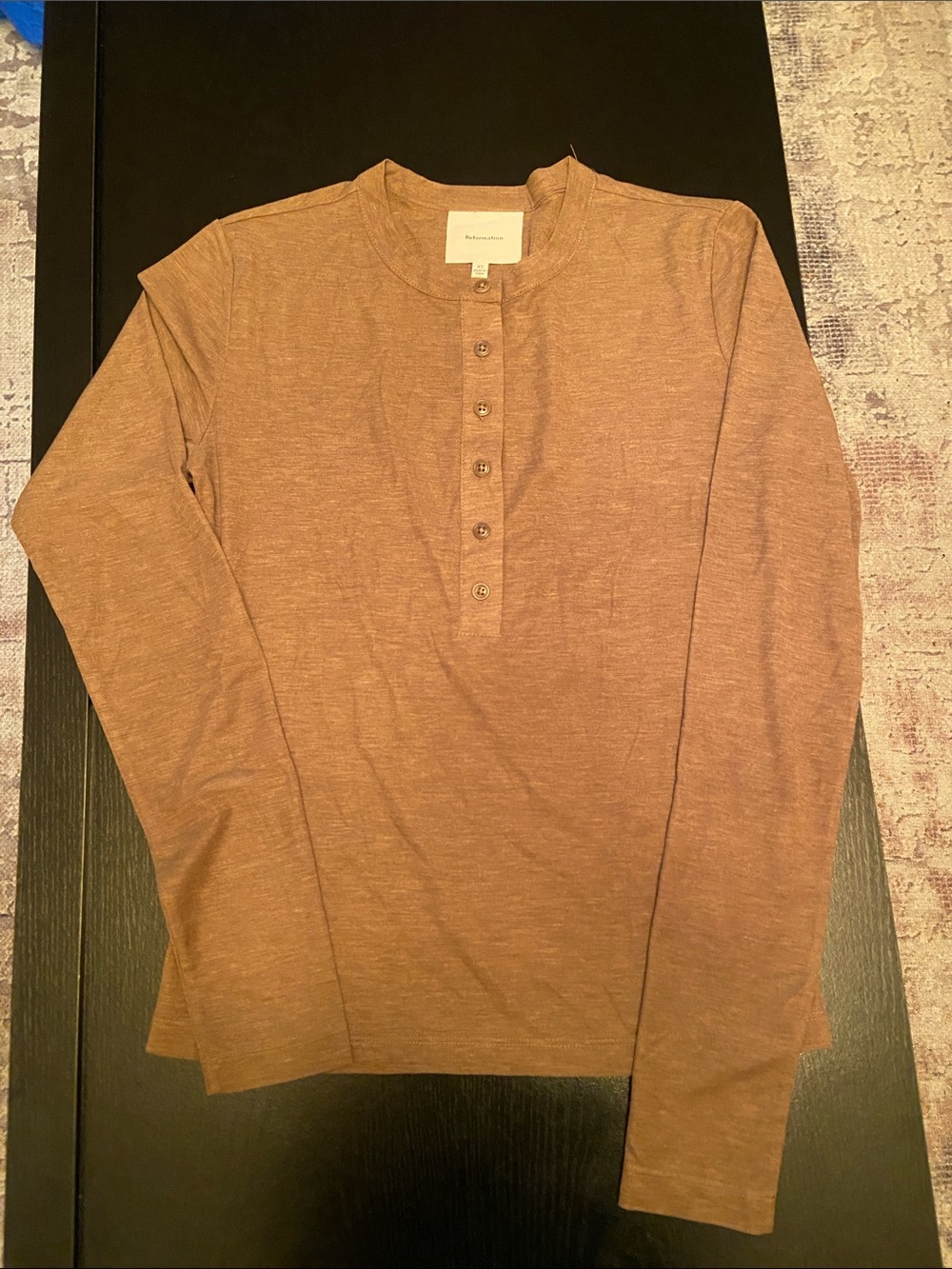 Reformation Women's Long-Sleeve Henley in Warm Brown
